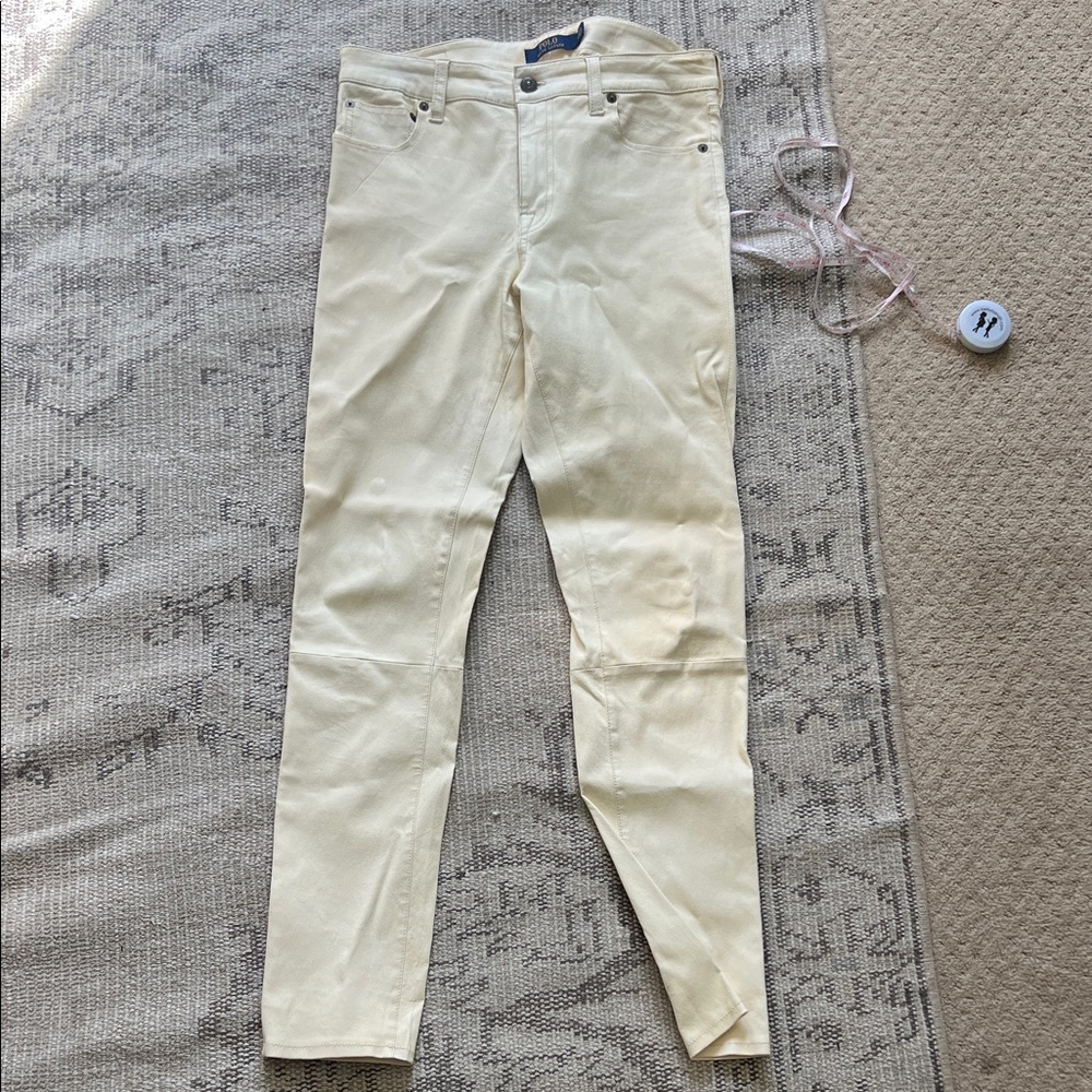 Polo by Ralph Lauren Off-White 100% Leather Jeans